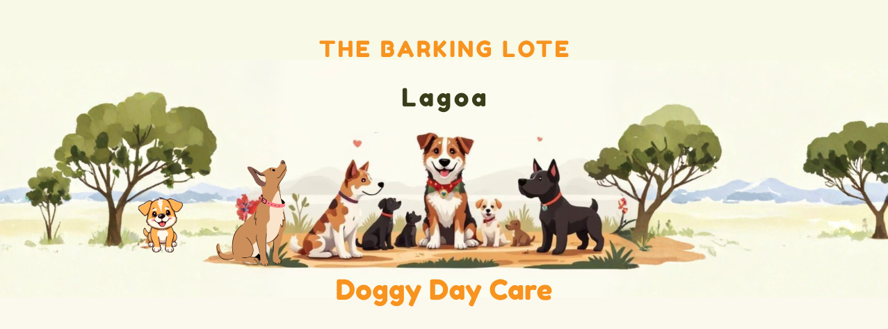 a cartoon of several dogs sitting in a park area with trees